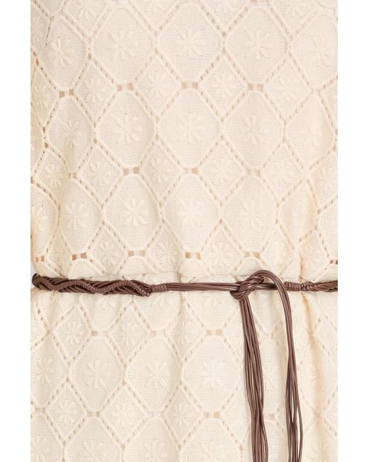 Zimmermann Natural Belted Crocheted Cotton Maxi Dress