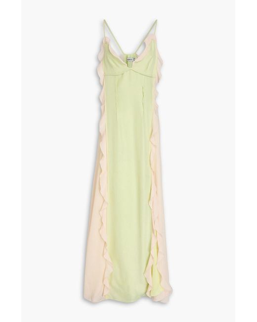 Jonathan Simkhai White Ruffled Cupro-Blend Chiffon And Satin-Twill Maxi Dress