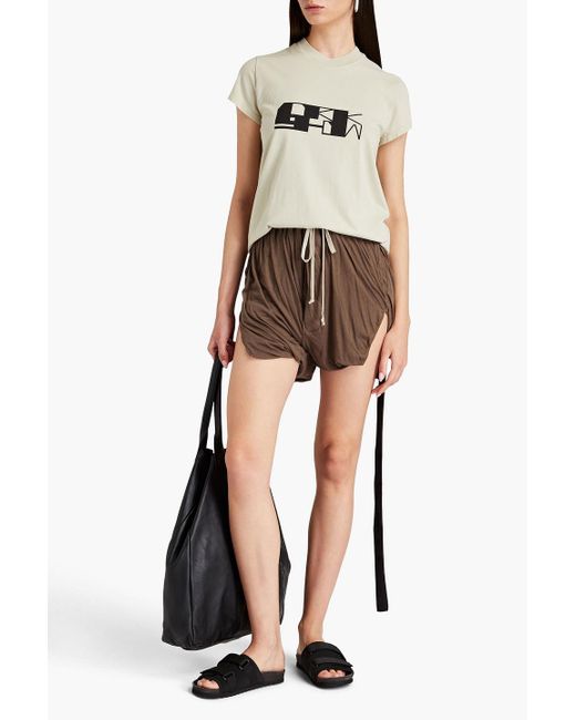 Rick Owens White Ruched Cotton-jersey Shorts