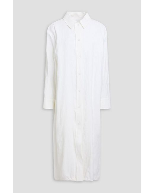 Jil Sander White Linen Midi Shirt Dress