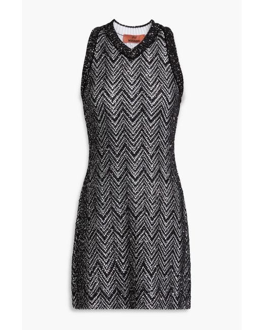 Missoni Black Sequin-embellished Crochet-knit Mini Dress