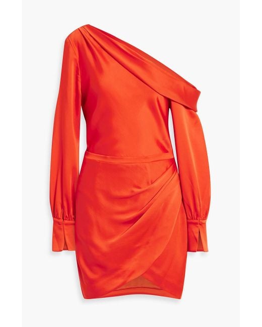 Jonathan Simkhai Red Cameron One-shoulder Draped Mini Dress