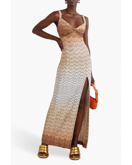 Missoni White Metallic Crochet-knit Maxi Dress