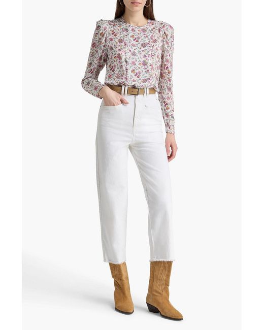 Isabel Marant Pink Lensy Floral-print Satin-jacquard Top