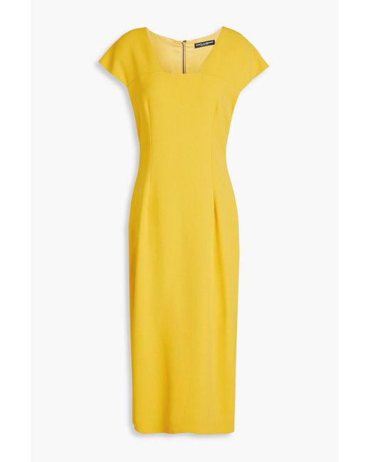 Dolce & Gabbana Yellow Midikleid aus crêpe