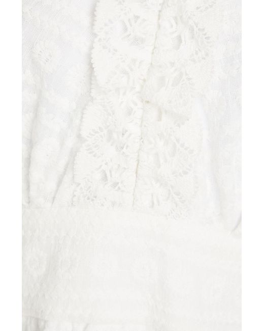 Sandro White Gianni Embroidered Cotton Mini Dress