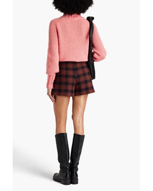RED Valentino Red Checked Tweed Shorts