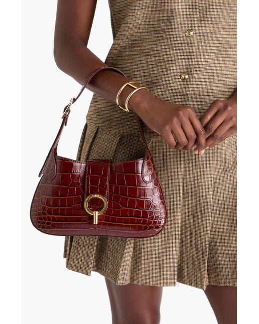 Sandro Red Janet Croc-effect Leather Shoulder Bag