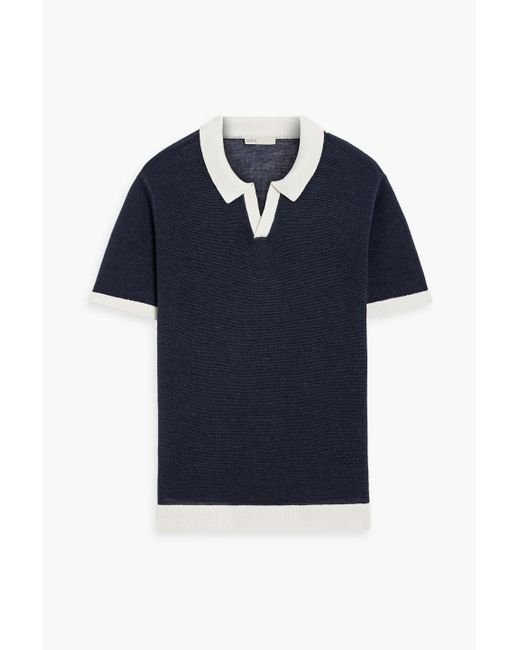 Onia Blue Johnny Linen Polo Sweater for men