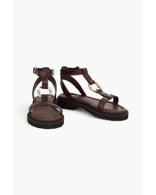 Claudie Pierlot Brown Embellished Leather Sandals
