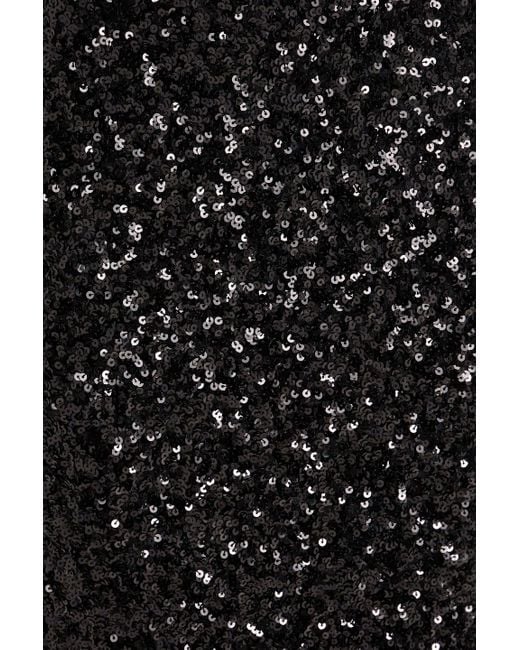 ROTATE BIRGER CHRISTENSEN Black Sequined Mesh Midi Pencil Skirt