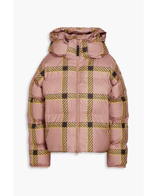 Adidas By Stella McCartney Pink Quilted Checked Shell Hooded Jacket