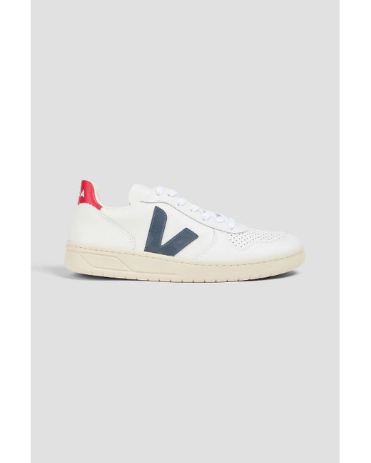 Veja White V-10 Leather Sneakers for men