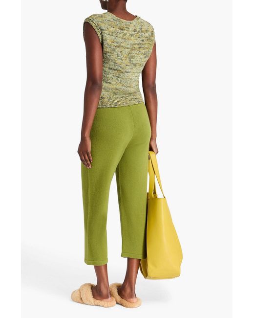 The Elder Statesman Green Cropped Merino Wool And Cashmere-blend Straight-leg Pants