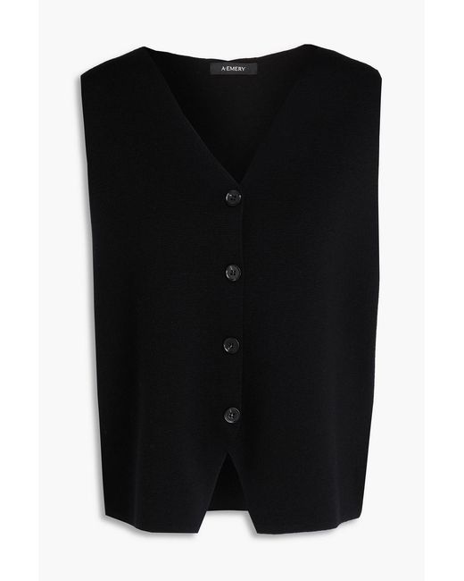 A.Emery Black Nelson Merino Wool Vest