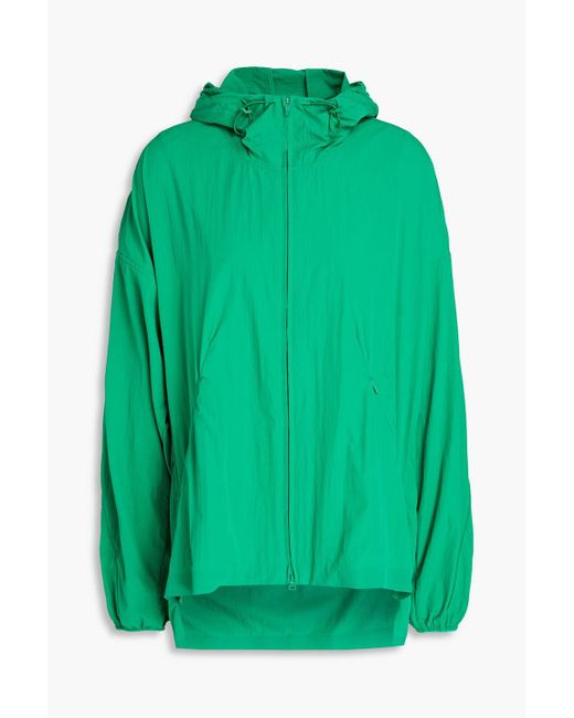 Y-3 Green Gathered Shell Hooded Jacket