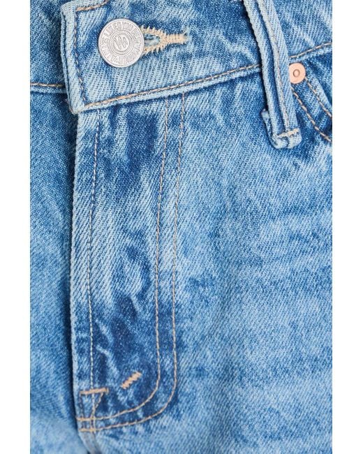 Mother Blue Jeansshorts mit fransen