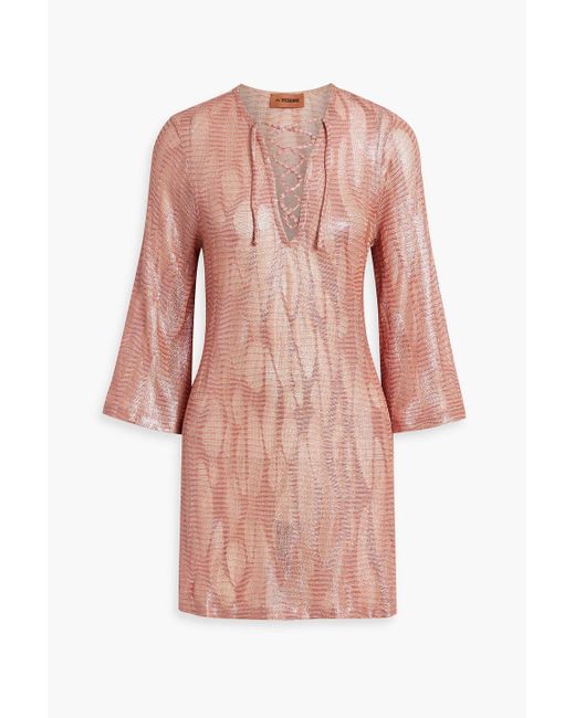 Missoni Pink Metallic Crochet-knit Mini Dress