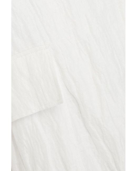Gentry Portofino White Organza-paneled Crinkled Cotton-blend Twill Coat