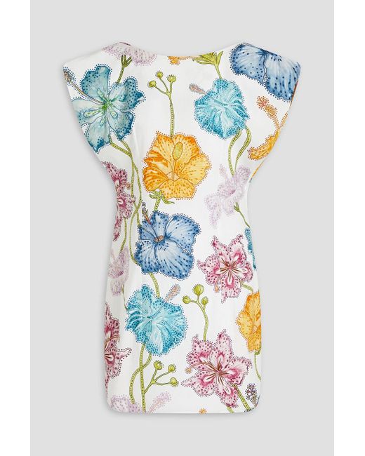 Hayley Menzies Blue Floral-print Cotton Mini Dress