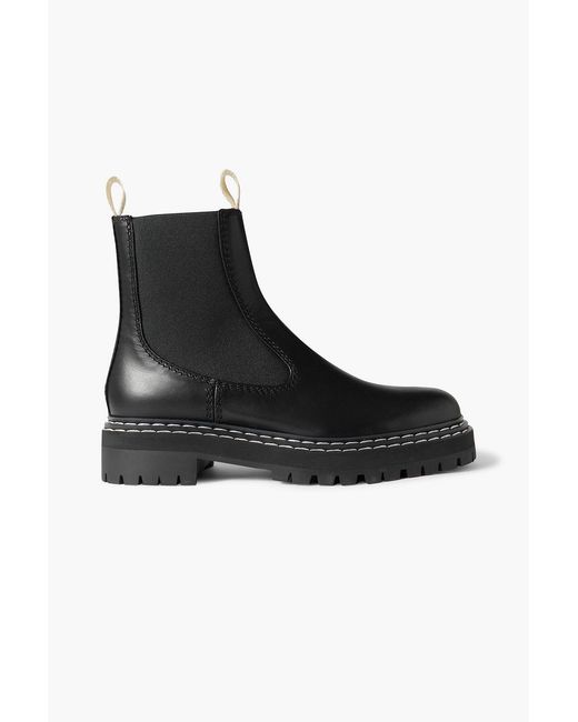 Proenza Schouler Black Topstitched Leather Chelsea Boots
