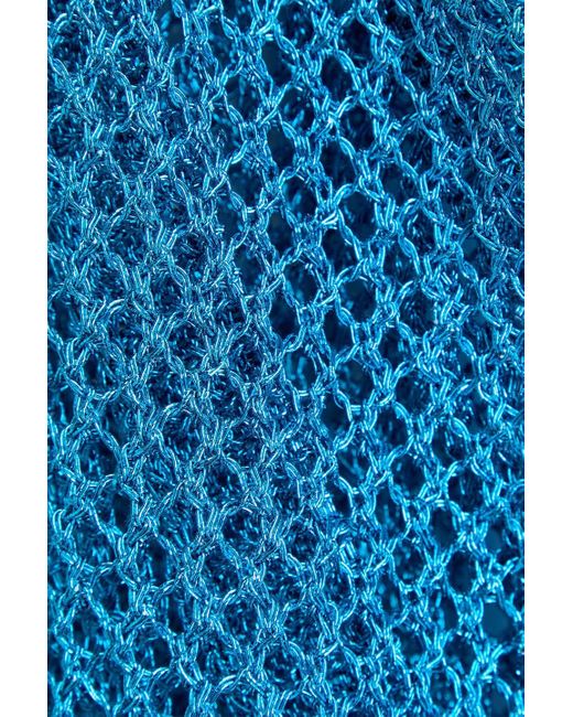 Dodo Bar Or Blue Matana minikleid aus metallic-häkelstrick mit fransen