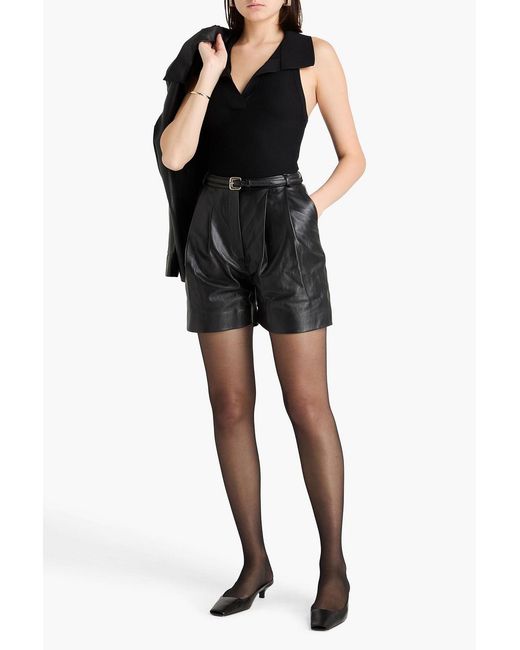 TOVE Black Constance Leather Shorts