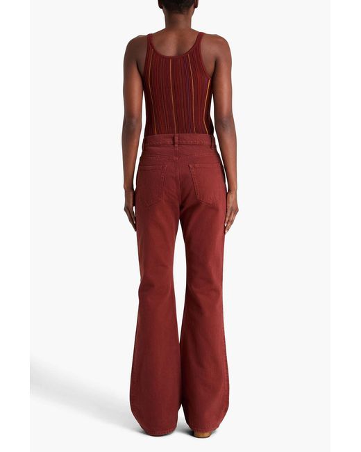 Gabriela Hearst Red Yara Striped Ribbed Wool Tank