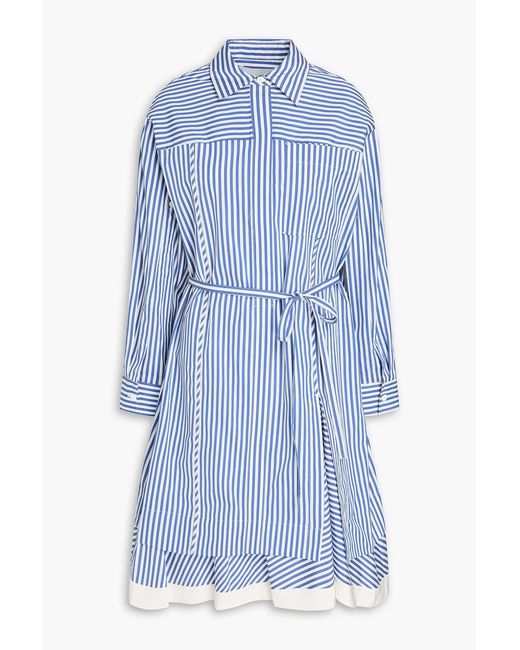 3.1 Phillip Lim Blue Striped Cotton And Silk-Blend Poplin Shirt Dress