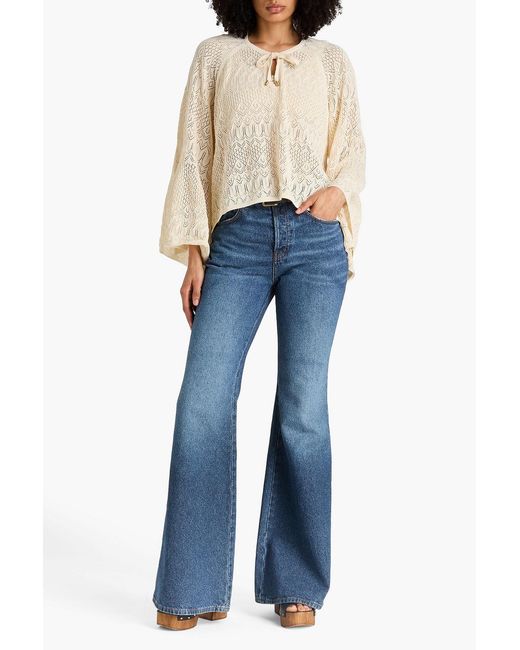 Zimmermann Natural Pointelle-knit Top