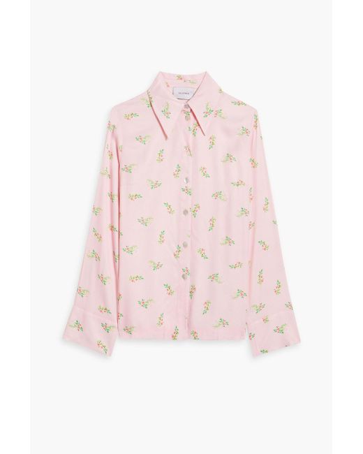 Sleeper Pink Floral-print Satin Pajama Top