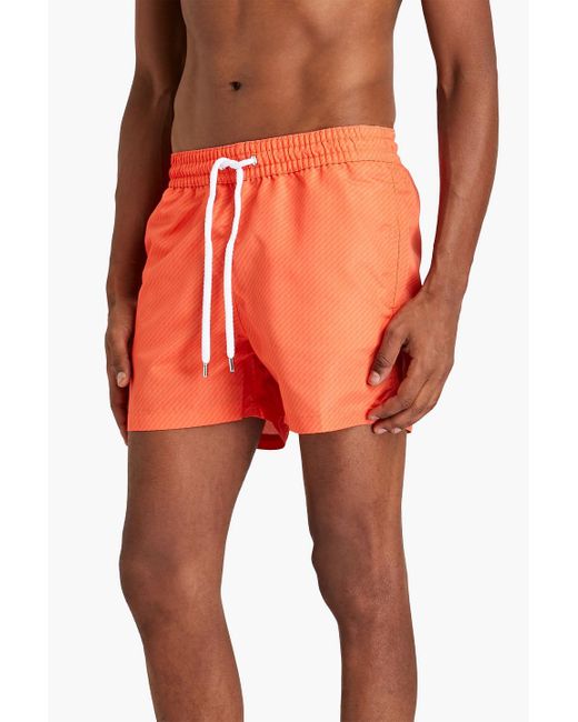 Frescobol Carioca Orange Short-length Printed Swim Shorts for men