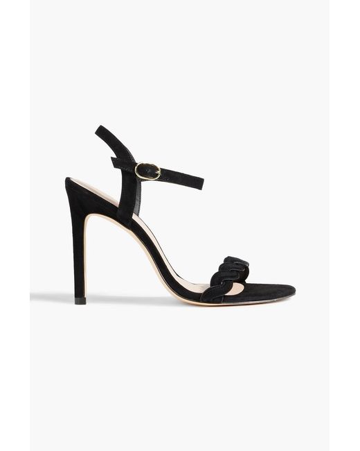 Stuart Weitzman Black Twistie 100 Suede Sandals