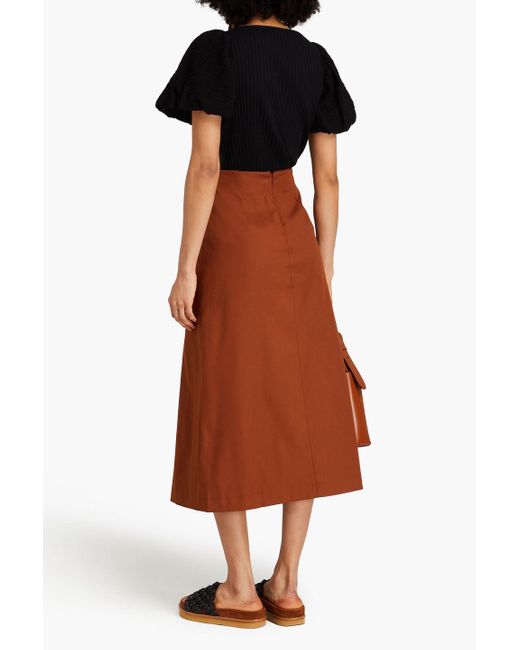 Mother Of Pearl Orange Wrap-effect Pleated -blendtm Midi Skirt