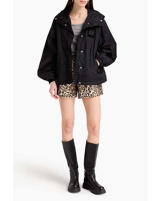 Ganni Black Shell Hooed Jacket
