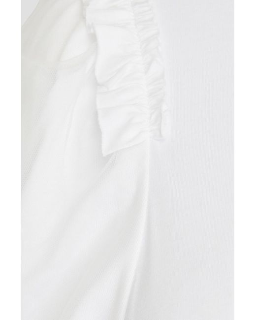 Simone Rocha White Kleid aus baumwoll-jersey mit rüschen und tüllbesatz