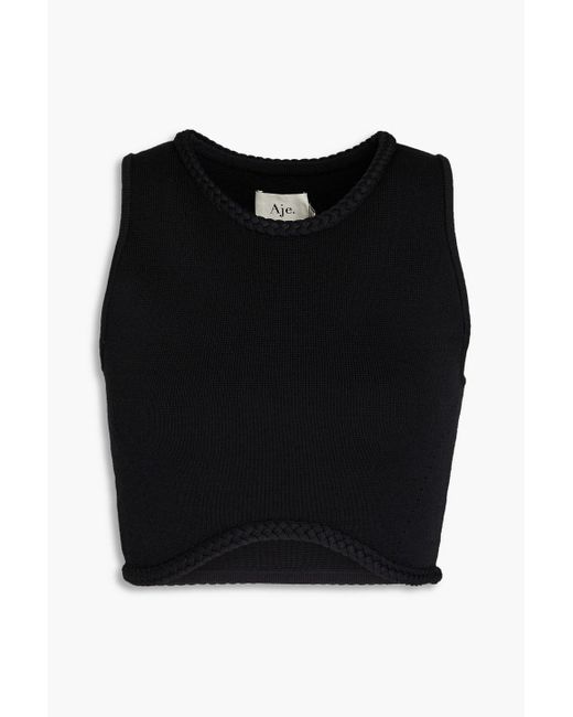 Aje. Black Elm Cropped Knitted Top
