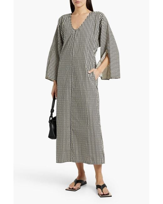 By Malene Birger Gray Calynn midikleid aus baumwollpopeline mit print