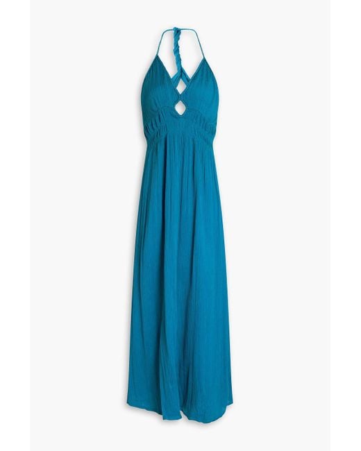 Ba&sh Blue Cutout Cupro-crepon Maxi Dress