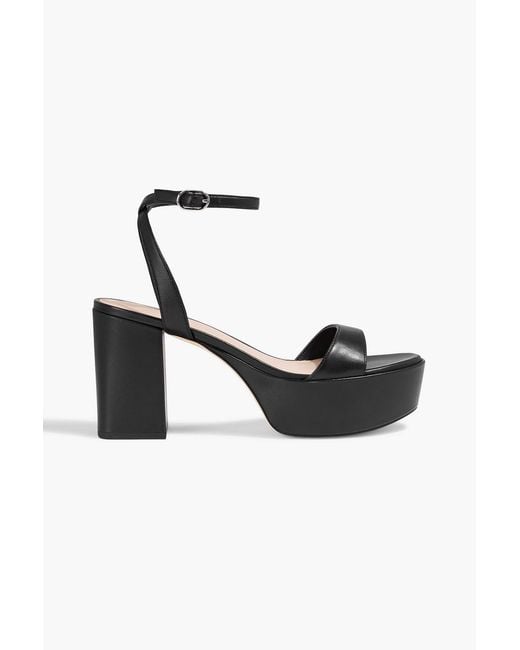 Stuart Weitzman Black Gala Leather Platform Sandals