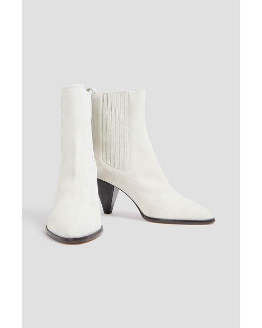 Isabel Marant White Reliane Suede Ankle Boots