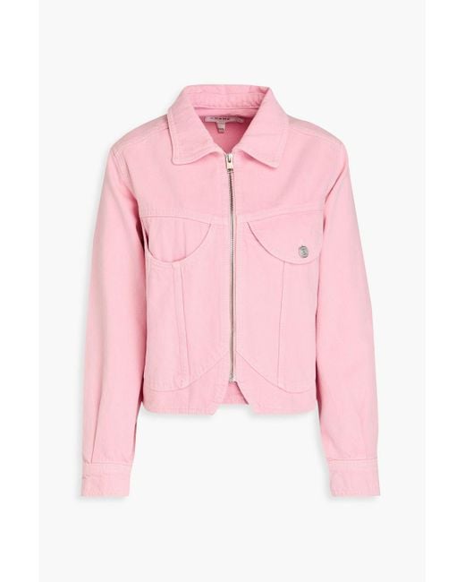 FRAME Pink Cropped Denim Jacket