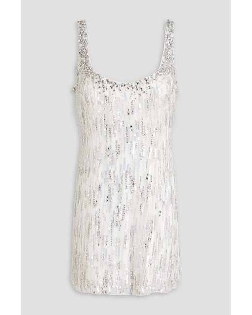 Jenny Packham White Embellished Tulle Mini Dress