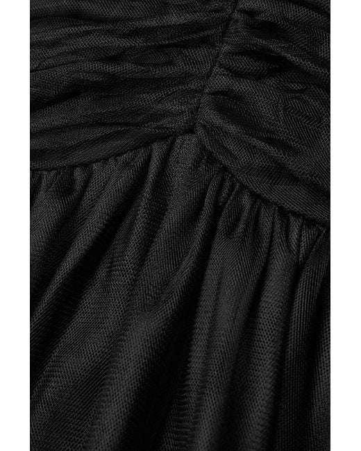 Zimmermann Black Pussy-bow Gathered Tulle Mini Dress