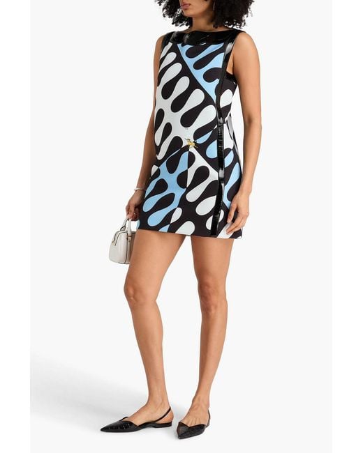 Emilio Pucci Black Printed Crepe Mini Dress