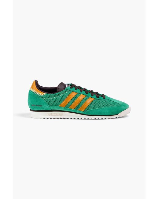 Adidas Originals Green Sl 72 Suede And Mesh Sneakers for men