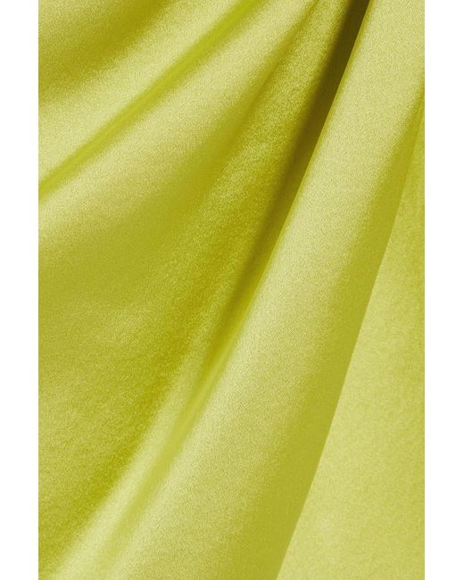 Michelle Mason Yellow One-shoulder Twisted Silk-satin Mini Dress