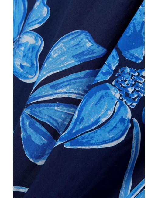 PATBO Blue Nightflower hose mit weitem bein aus bedruckter popeline aus einer baumwollmischung