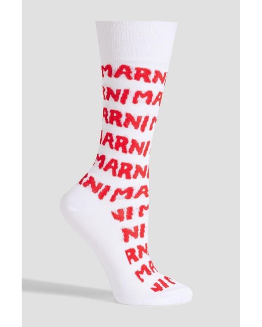 Marni Red Cotton-blend Jacquard Socks