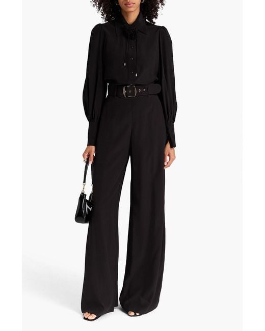 Zimmermann Black Appliquéd Crepe De Chine Shirt